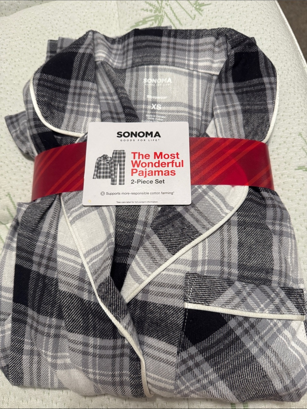 SONOMA Black & Gray Plaid Flannel Pajama Set
